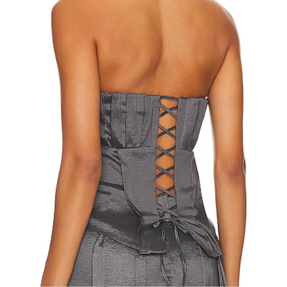 Revolve LPA grey strapless Delfina Corset Top in Charcoal - Picture 2 of 5